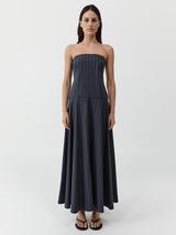 St. Agni Strapless Rouleau Maxi Dress, Navy