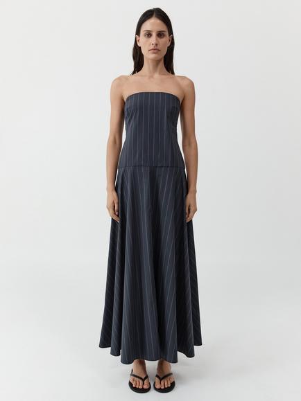 St. Agni Strapless Rouleau Maxi Dress, Navy, Navy