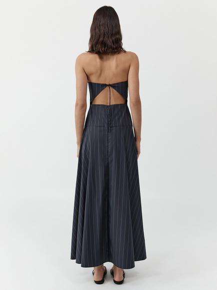 St. Agni Strapless Rouleau Maxi Dress, Navy - view 2, Navy