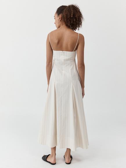 St. Agni Everyday Stripe Pleated Dress, Cream - view 2, Cream