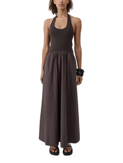 St. Agni Halterneck Gathered Maxi Dress, Brown, Brown