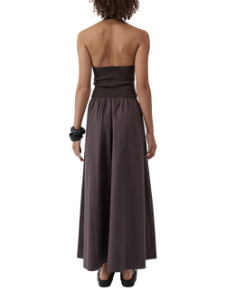 St. Agni Halterneck Gathered Maxi Dress, Brown - view 2, Brown