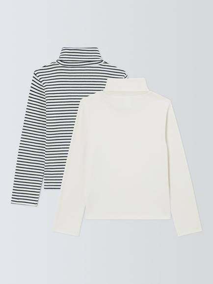 John Lewis Kids' Funnel Neck Long Sleeve Top, Pack of 2, Multi - view 2, Multi