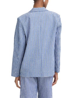 ICHI Jilma Gingham Blazer, Sodalite Blue/White - view 2, Sodalite Blue/White