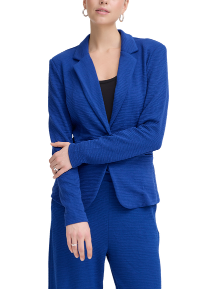 ICHI Kate Lumina Textured Blazer, Blue, Blue