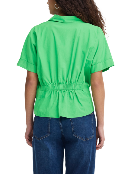 ICHI Lmana Collar V-Neck Top, Green - view 2, Green