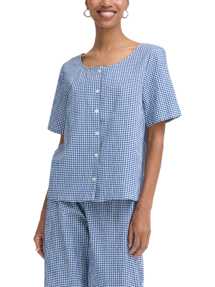 ICHI Jilma Gingham Shirt, Sodalite Blue/White, Sodalite Blue/White