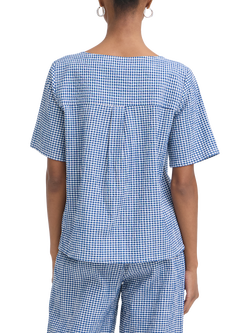 ICHI Jilma Gingham Shirt, Sodalite Blue/White - view 2, Sodalite Blue/White