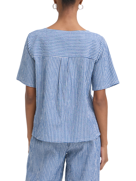 ICHI Jilma Gingham Shirt, Sodalite Blue/White - view 2, Sodalite Blue/White