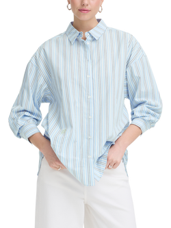 ICHI Samia Relaxed Fit Stripe Shirt, Powder Blue, Powder Blue