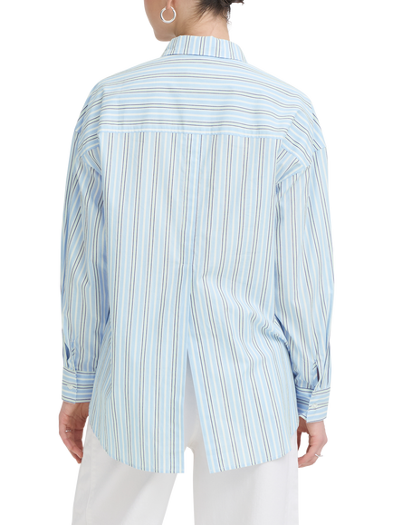 ICHI Samia Relaxed Fit Stripe Shirt, Powder Blue - view 2, Powder Blue