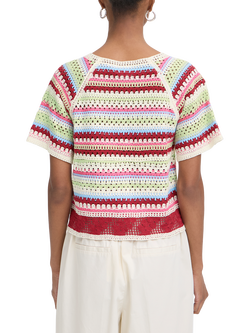 ICHI Bandie Stripe Crochet Top, Multi - view 2, Multi