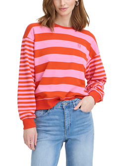 ICHI Lulani Stripe Sweatshirt, Red/Pink, Red/Pink