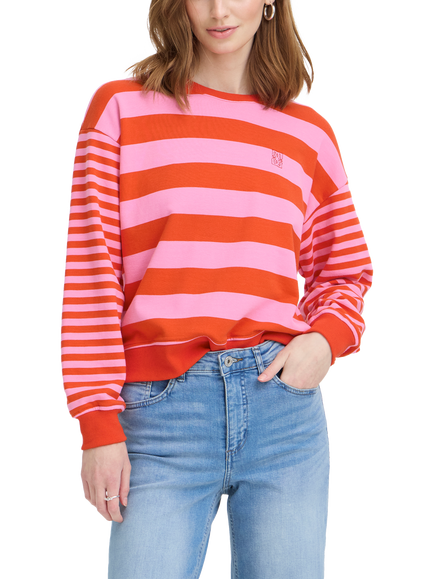 ICHI Lulani Stripe Sweatshirt, Red/Pink, Red/Pink