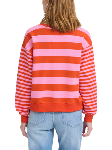 ICHI Lulani Stripe Sweatshirt, Red/Pink - view 2, Red/Pink