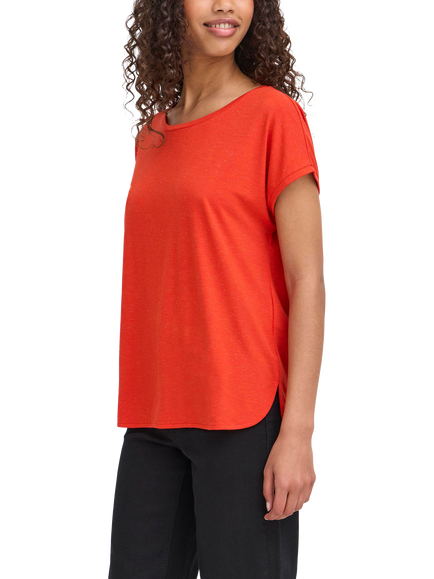 ICHI Rebel Round Neck T-Shirt, Fiery Red, Fiery Red