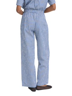 ICHI Jilma Gingham Wide Leg Trousers, Sodalite Blue/White - view 2, Sodalite Blue/White