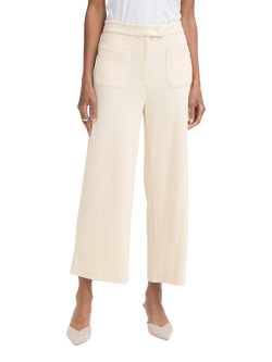 ICHI Kate Lumina Textured Cropped Trousers, Almond Milk, Almond Milk