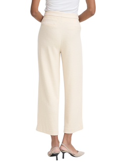 ICHI Kate Lumina Textured Cropped Trousers, Almond Milk - view 2, Almond Milk