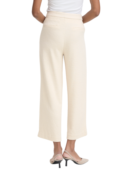 ICHI Kate Lumina Textured Cropped Trousers, Almond Milk - view 2, Almond Milk