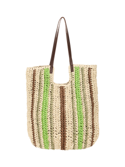 ICHI Iaalmine Woven Tote Bag, Natural, Natural