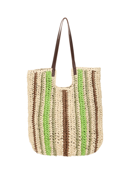 ICHI Iaalmine Woven Tote Bag, Natural, Natural
