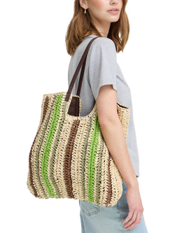 ICHI Iaalmine Woven Tote Bag, Natural - view 2, Natural