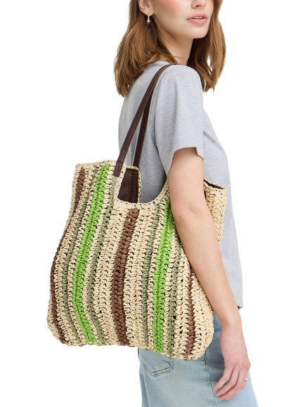 ICHI Iaalmine Woven Tote Bag, Natural - view 2, Natural