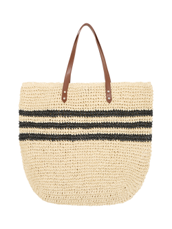 ICHI Iatilde Stripe Tote Bag, Natural, Natural