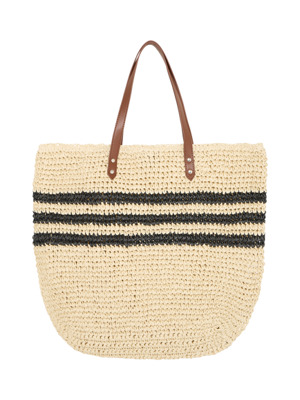 ICHI Iatilde Stripe Tote Bag, Natural, Natural