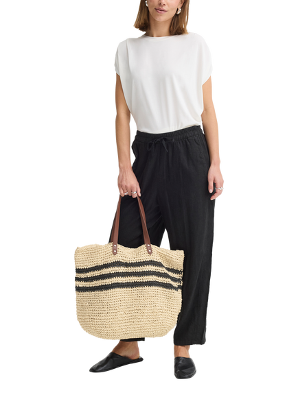 ICHI Iatilde Stripe Tote Bag, Natural - view 2, Natural