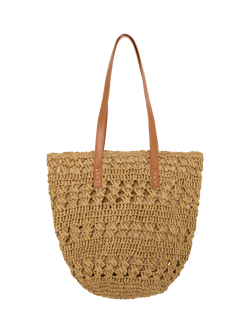 ICHI Freja Woven Tote Bag, Golden Brown, Golden Brown