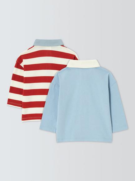 John Lewis Baby Rugby Top, Pack of 2, Multi - view 2, Multi