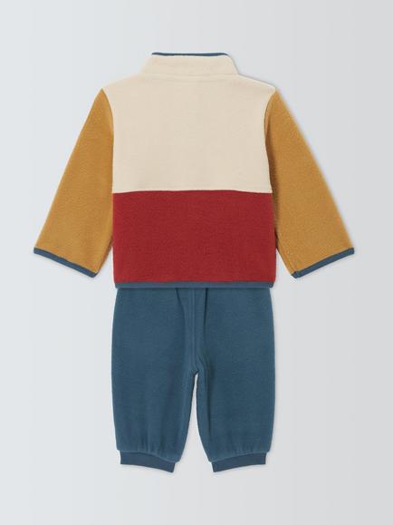 John Lewis Baby Micro Fleece Colourblock Jumper & Joggers Set, Multi - view 2, Multi