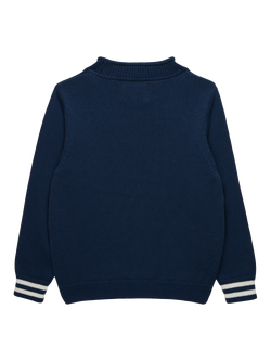 Trotters Kids' Knitted Anchor Jumper, Navy - view 2, Navy