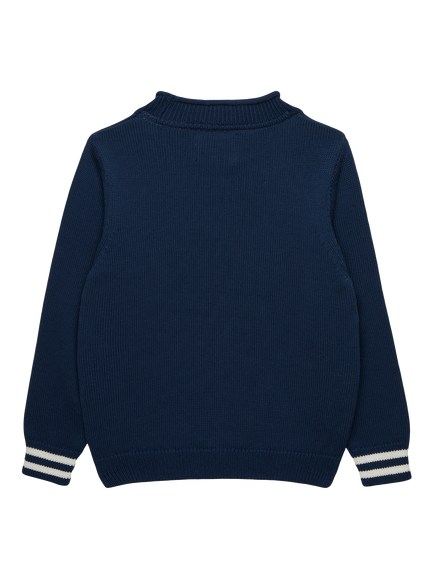 Trotters Kids' Knitted Anchor Jumper, Navy - view 2, Navy
