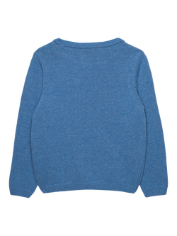 Trotters Kids' Dinosaur Wool Blend Jumper, Blue - view 2, Blue