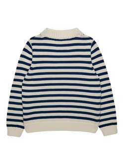 Trotters Kids' Knitted Half Zip Speed Boat Jumper, Navy - view 2, Navy