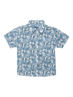 Trotters Kids' Dinosaur Shirt, Blue, Blue