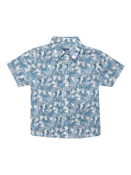 Trotters Kids' Dinosaur Shirt, Blue, Blue