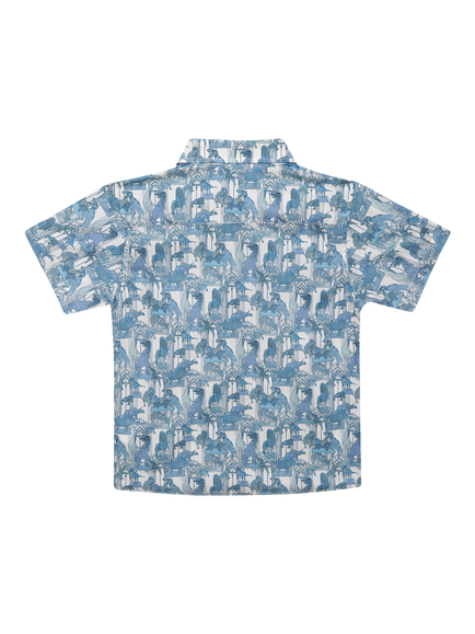 Trotters Kids' Dinosaur Shirt, Blue - view 2, Blue