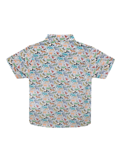 Trotters Kids' Zoo Print Short Sleeve Shirt, Blue - view 2, Blue