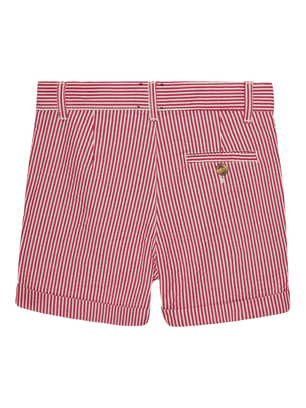 Trotters Kids' Charlie Cotton Chino Shorts, Red Stripe - view 2, Red Stripe
