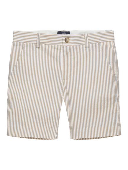 Trotters Kids' Theo Striped Shorts, Oatmeal, Oatmeal