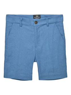 Trotters Kids' Theo Linen Blend Tailored Shorts, Blue, Blue