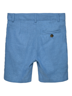 Trotters Kids' Theo Linen Blend Tailored Shorts, Blue - view 2, Blue