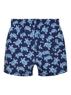 Trotters Kids' Printed Drawstring Swim Shorts, Navy/Turtle - view 2, Navy/Turtle