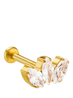 Orelia Marquise Fan Labret Earring, Crystal - view 2, Crystal