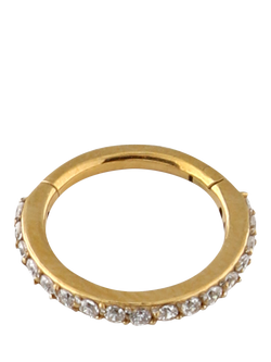 Orelia Crystal Pavé Clicker 8mm Hoop Earrings, Gold - view 2, Gold