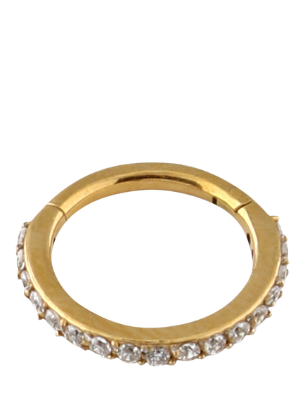 Orelia Crystal Pavé Clicker 8mm Hoop Earrings, Gold - view 2, Gold